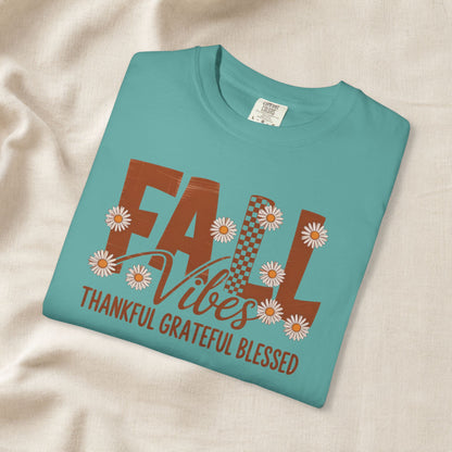 fall shirt aesthetic Fall Vibes Shirt, Thankful Grateful Blessed Shirt, Autumn Daisy Shirt, Comfort Colors Fall Tee