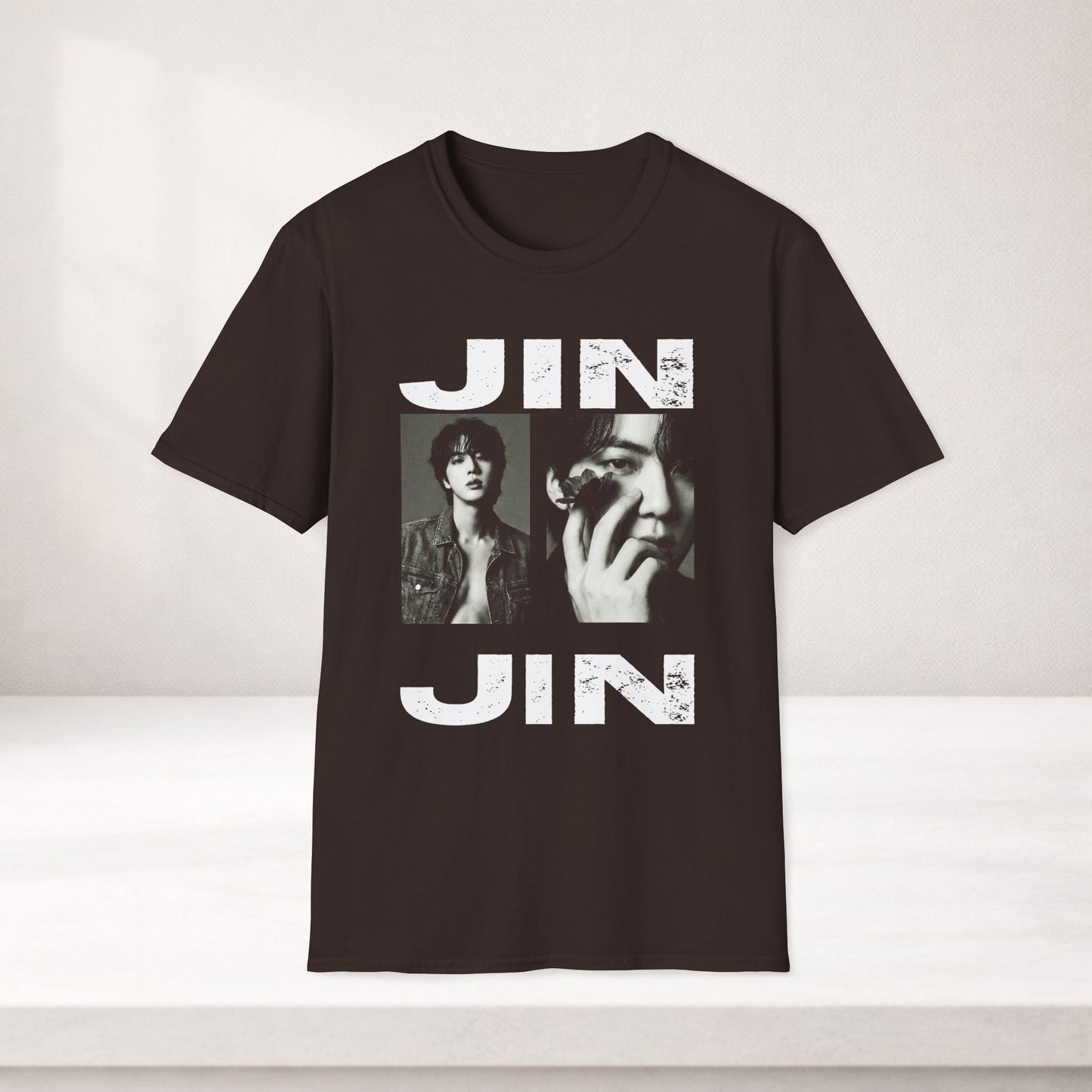 Jin BTS Shirt Minimal Tee, Jin Black and White T Shirt, Kpop Graphic Tee, BTS Jin Fan Shirt, Army Gift, Unisex Softstyle Shirt
