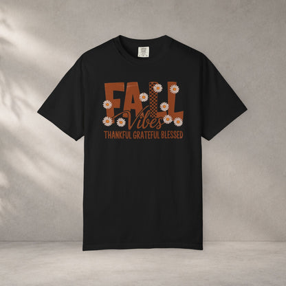 fall fashion aesthetic Fall Vibes Shirt, Thankful Grateful Blessed Shirt, Autumn Daisy Shirt, Comfort Colors Fall Tee