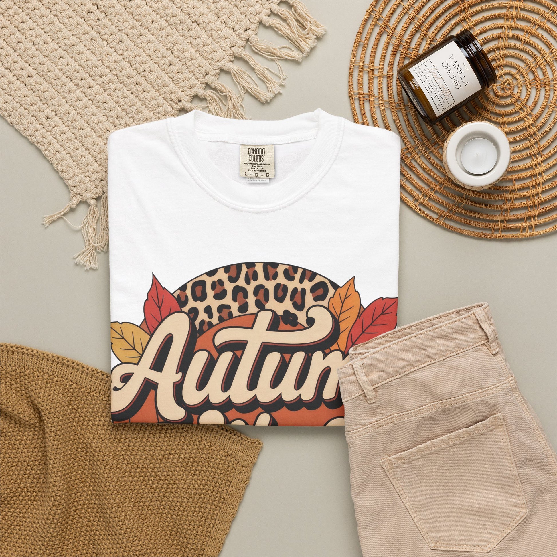 Autumn Vibes Comfort Colors 1717 T-Shirt – Cozy Fall Leaves Graphic Tee graphic tee for thanksgiving outfit enthusiasts