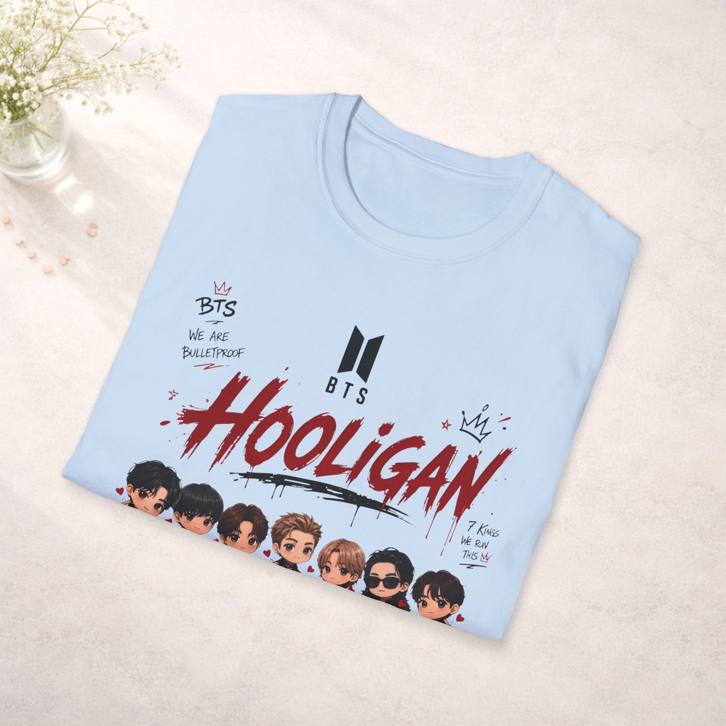 BTS Hooligan Shirt Kpop Graphic Tee, Bts World Tour Arirang Merch, Anime Style Bts Shirt, Army Gift, Unisex Softstyle T Shirt