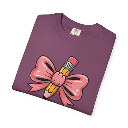 Pink Teacher Bow Comfort Colors Shirt | Cute Teacher Gift