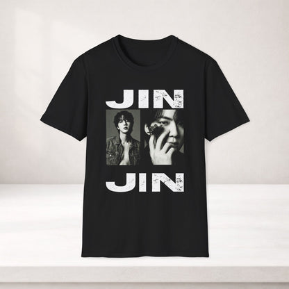 Jin BTS Shirt Minimal Tee, Jin Black and White T Shirt, Kpop Graphic Tee, BTS Jin Fan Shirt, Army Gift, Unisex Softstyle Shirt
