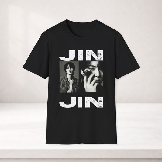 Jin BTS Shirt Minimal Tee, Jin Black and White T Shirt, Kpop Graphic Tee, BTS Jin Fan Shirt, Army Gift, Unisex Softstyle Shirt