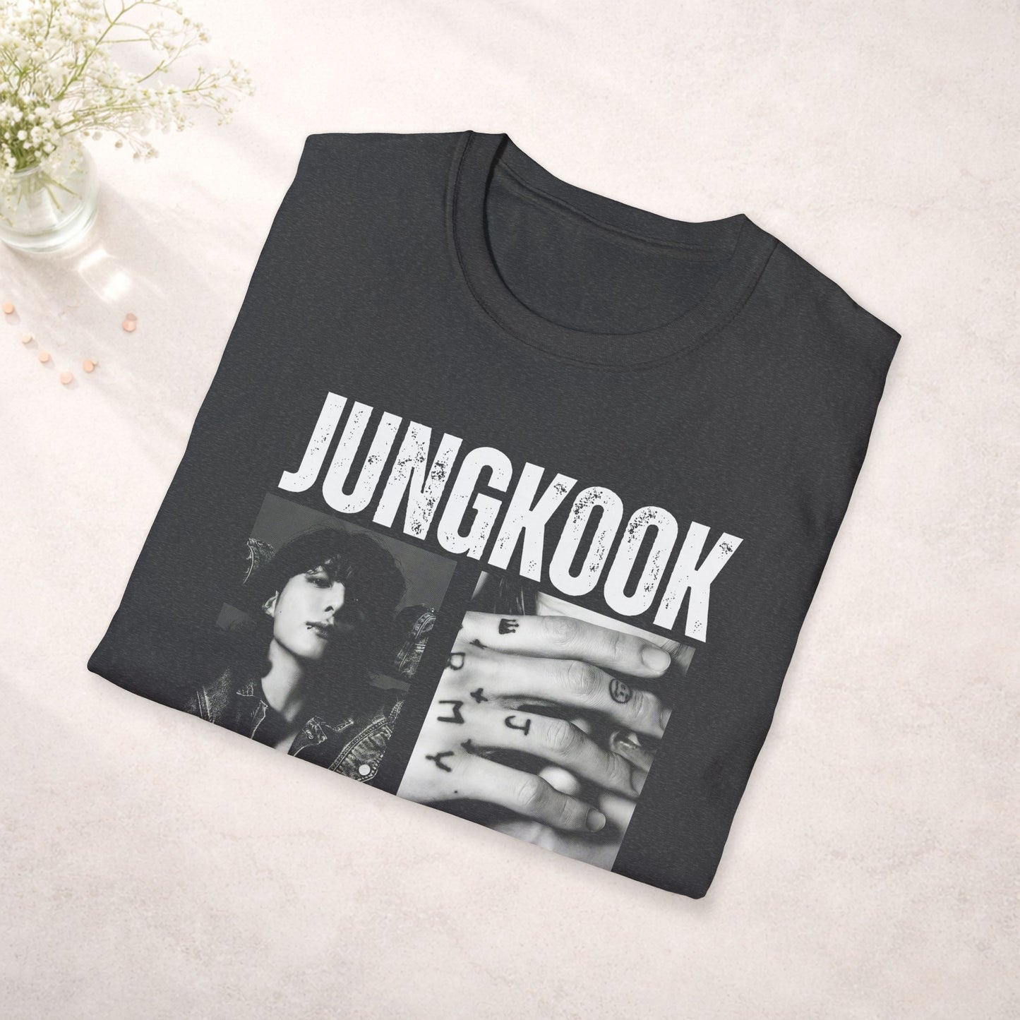 Jungkook Bts Shirt Minimal Tee, Jungkook Black White Graphic T Shirt, Kpop Fan Tee, Bts Merch Shirt, Army Gift, Unisex Softstyle
