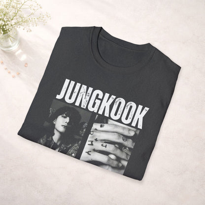 Jungkook Bts Shirt Minimal Tee, Jungkook Black White Graphic T Shirt, Kpop Fan Tee, Bts Merch Shirt, Army Gift, Unisex Softstyle