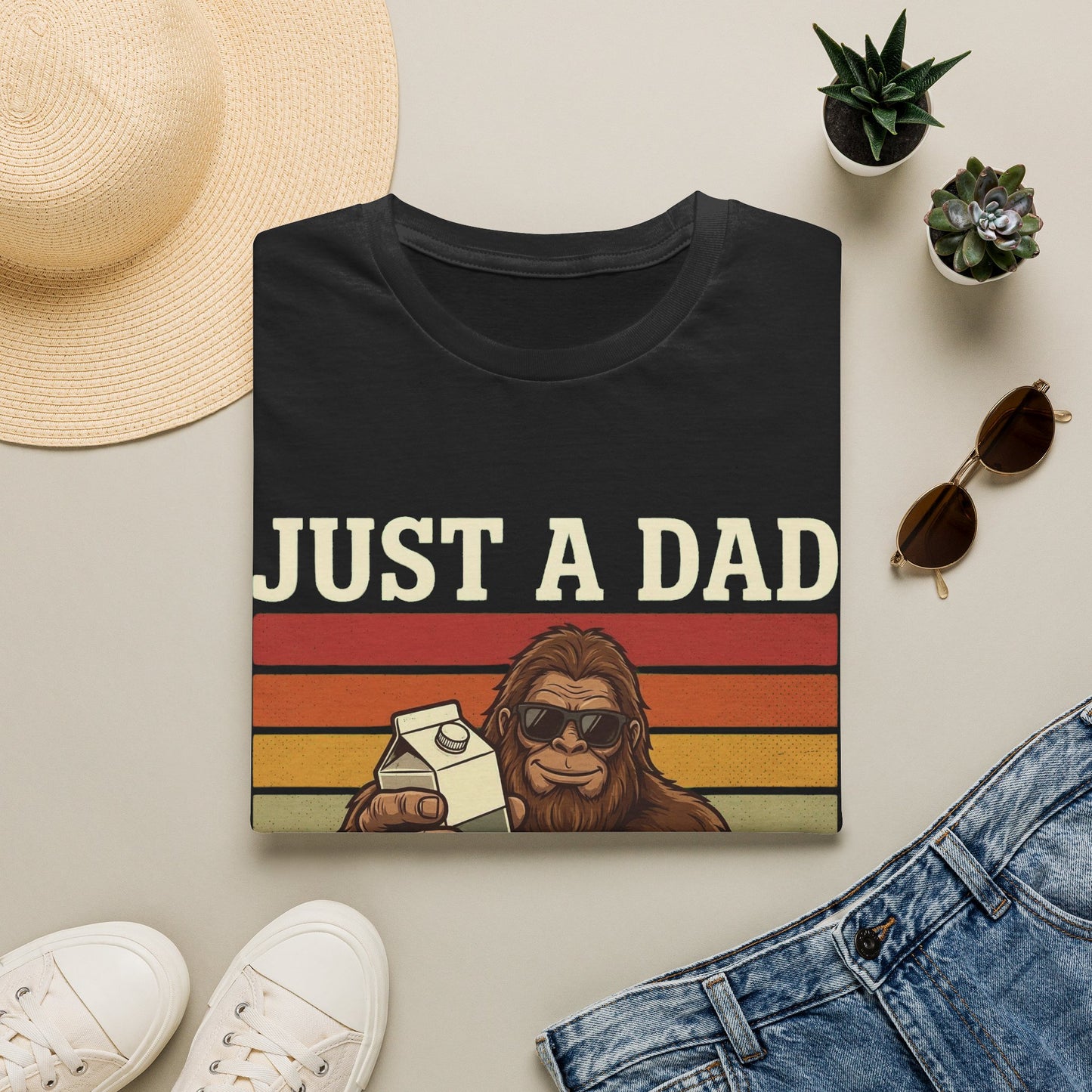 Just A Dad Who Always Came Back With The Milk Shirt | Funny Bigfoot Dad Tee t-shirt for dad shirt enthusiasts - must-have