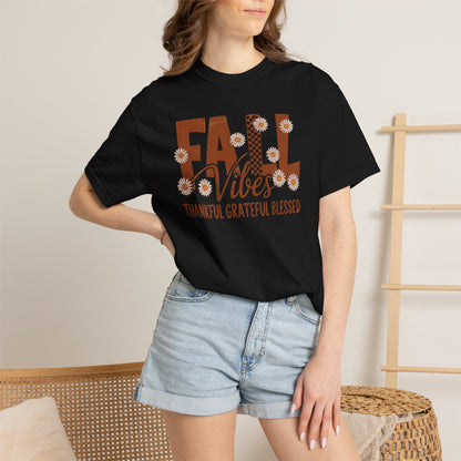 Fall Vibes Shirt, Thankful Grateful Blessed Shirt, Autumn Daisy Shirt, Comfort Colors Fall Tee, Thanksgiving Shirt Women