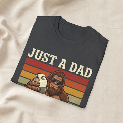 Just A Dad Who Always Came Back With The Milk Shirt | Funny Bigfoot Dad Tee apparel for funny father gift and husband gift