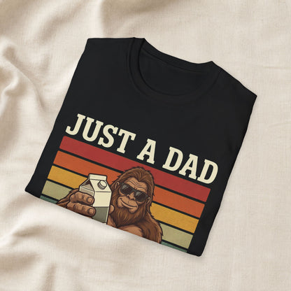 dad joke shirt aesthetic Just A Dad Who Always Came Back With The Milk Shirt | Funny Bigfoot Dad Tee apparel - trendy