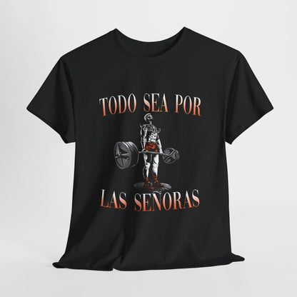 Todo sea por las Señoras Camiseta Fitness con Estampado de Calavera, Ropa de Gimnasio con Calaveras, Diseño de Calavera para Gym