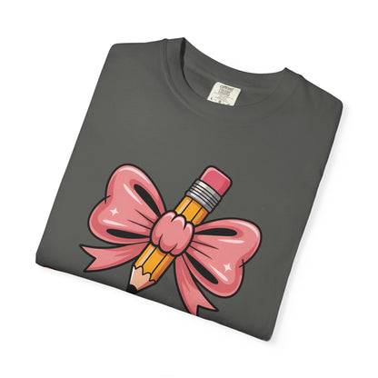 Pink Teacher Bow Comfort Colors Shirt | Cute Teacher Gift