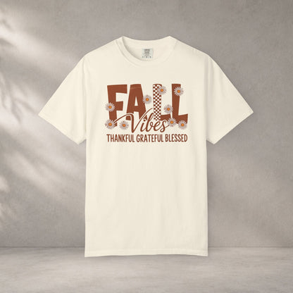 Fall Vibes Shirt, Thankful Grateful Blessed Shirt, Autumn Daisy Shirt, Comfort Colors Fall Tee, Thanksgiving Shirt Women