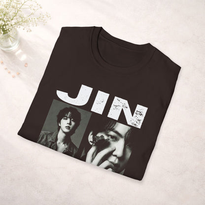 Jin BTS Shirt Minimal Tee, Jin Black and White T Shirt, Kpop Graphic Tee, BTS Jin Fan Shirt, Army Gift, Unisex Softstyle Shirt