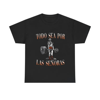 Todo sea por las Señoras Camiseta Fitness con Estampado de Calavera, Ropa de Gimnasio con Calaveras, Diseño de Calavera para Gym