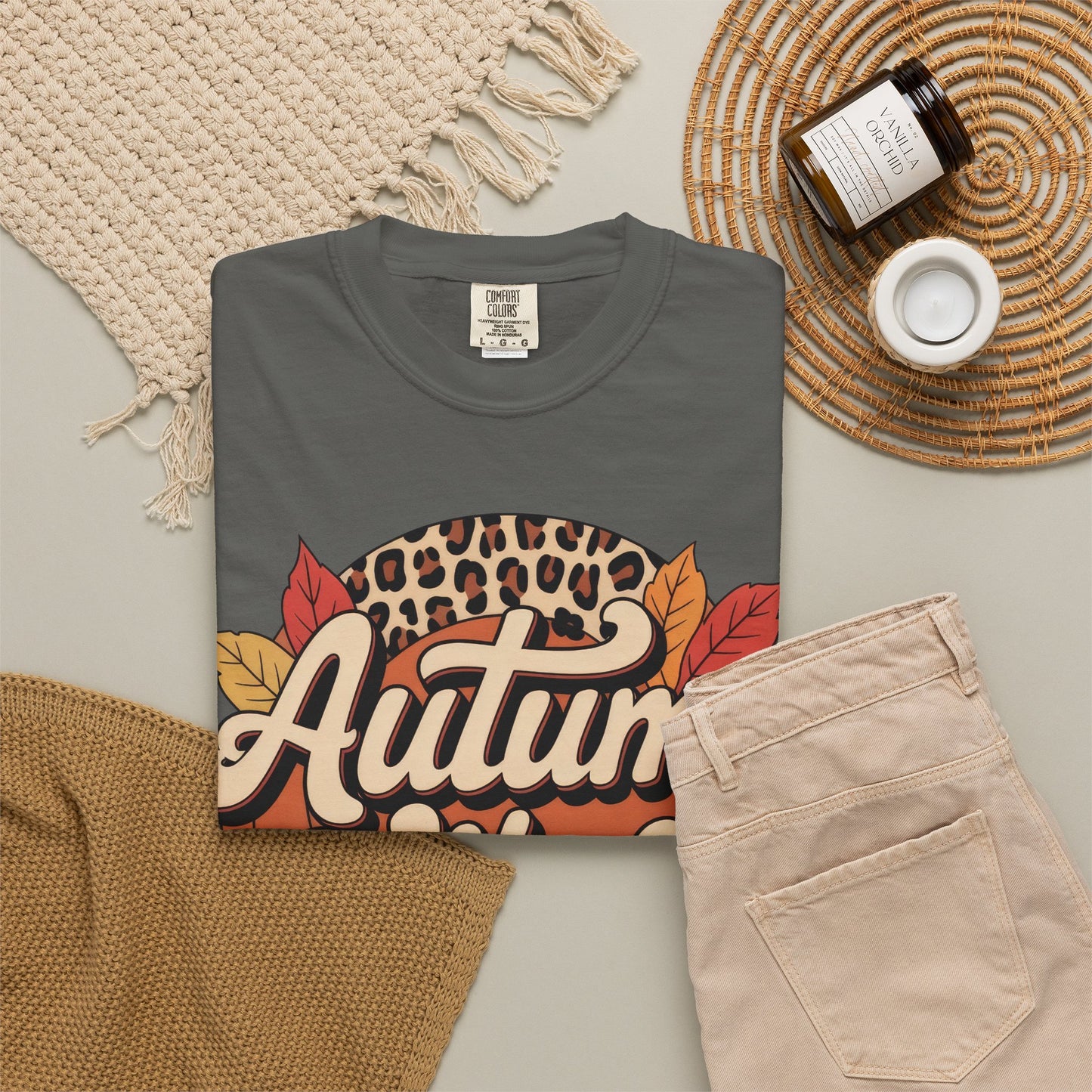 Premium quality Autumn Vibes Comfort Colors 1717 T-Shirt – Cozy Fall Leaves Graphic Tee graphic tee - soft comfortable