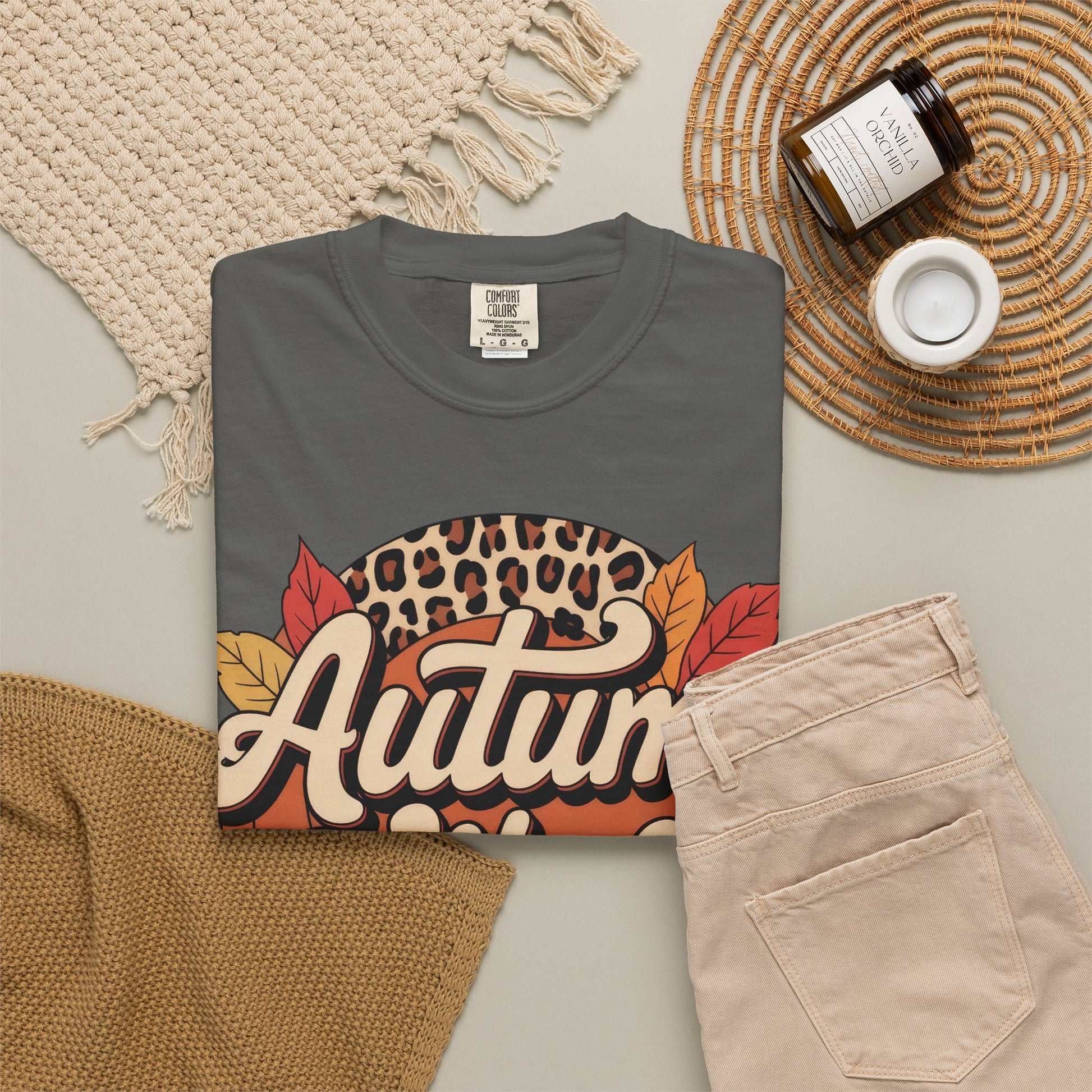 Premium quality Autumn Vibes Comfort Colors 1717 T-Shirt – Cozy Fall Leaves Graphic Tee graphic tee - soft comfortable