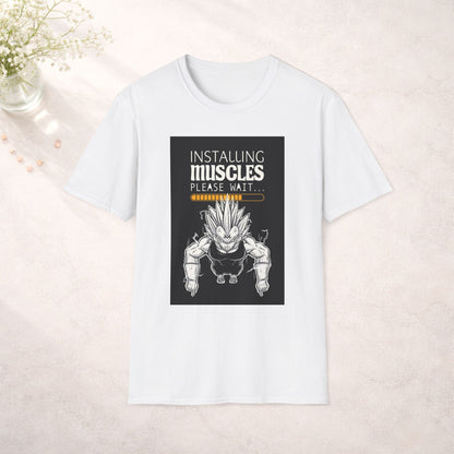 Anime Gym Shirt Installing Muscles Tee Saiyan Workout Shirt Anime Fitness Shirt Dragon Ball Inspired Gym Shirt Funny Gym Tee