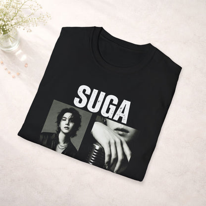 Suga Bts Shirt Minimal Tee, Suga Black White Graphic T Shirt, Kpop Fan Tee, Bts Merch Shirt, Army Gift, Unisex Softstyle