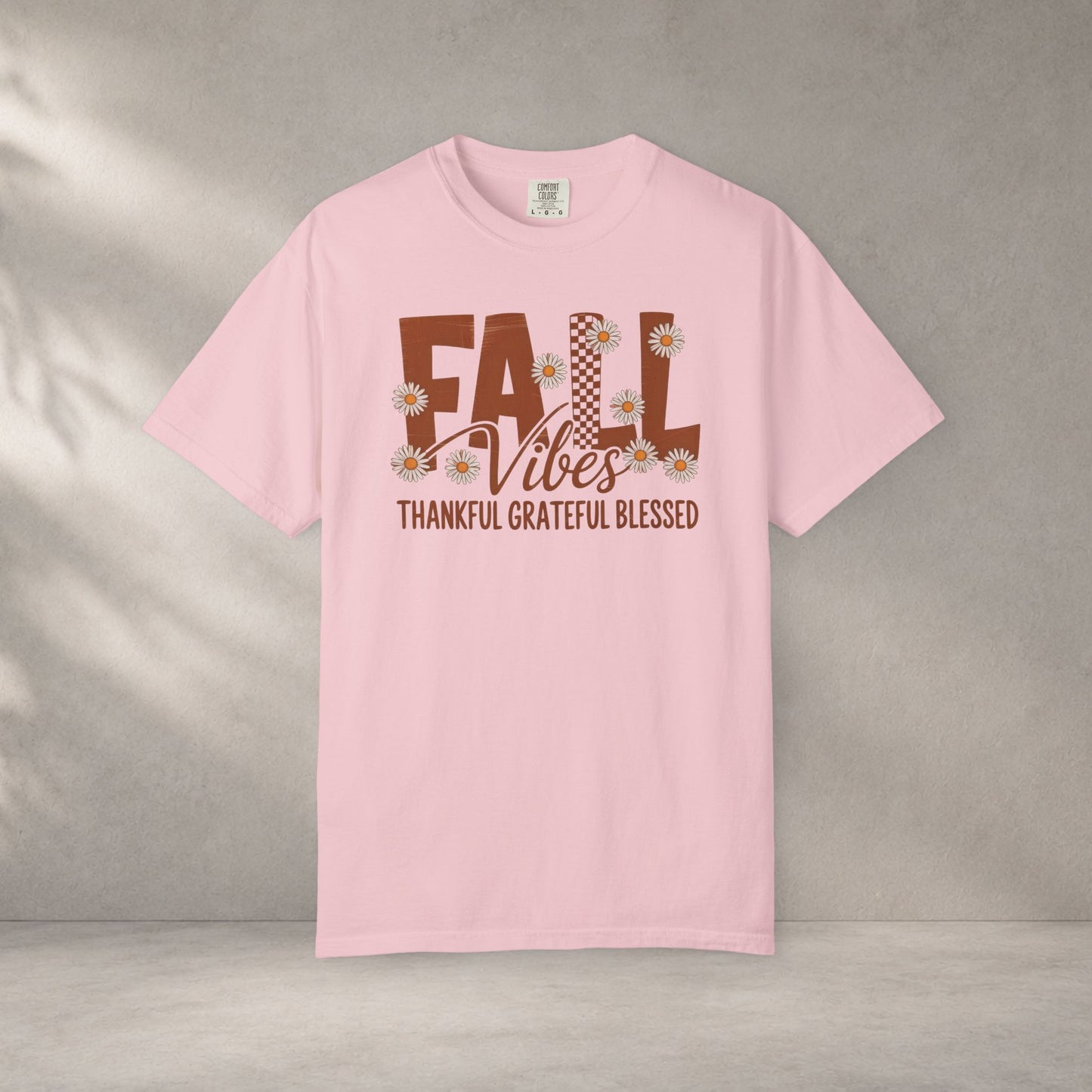 Comfortable unisex Fall Vibes Shirt, Thankful Grateful Blessed Shirt, Autumn Daisy Shirt, Comfort Colors Fall Tee