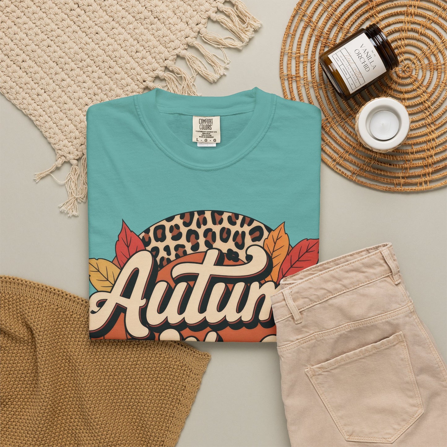 Autumn Vibes Comfort Colors 1717 T-Shirt – Cozy Fall Leaves Graphic Tee graphic tee for fall gift women season - versatile
