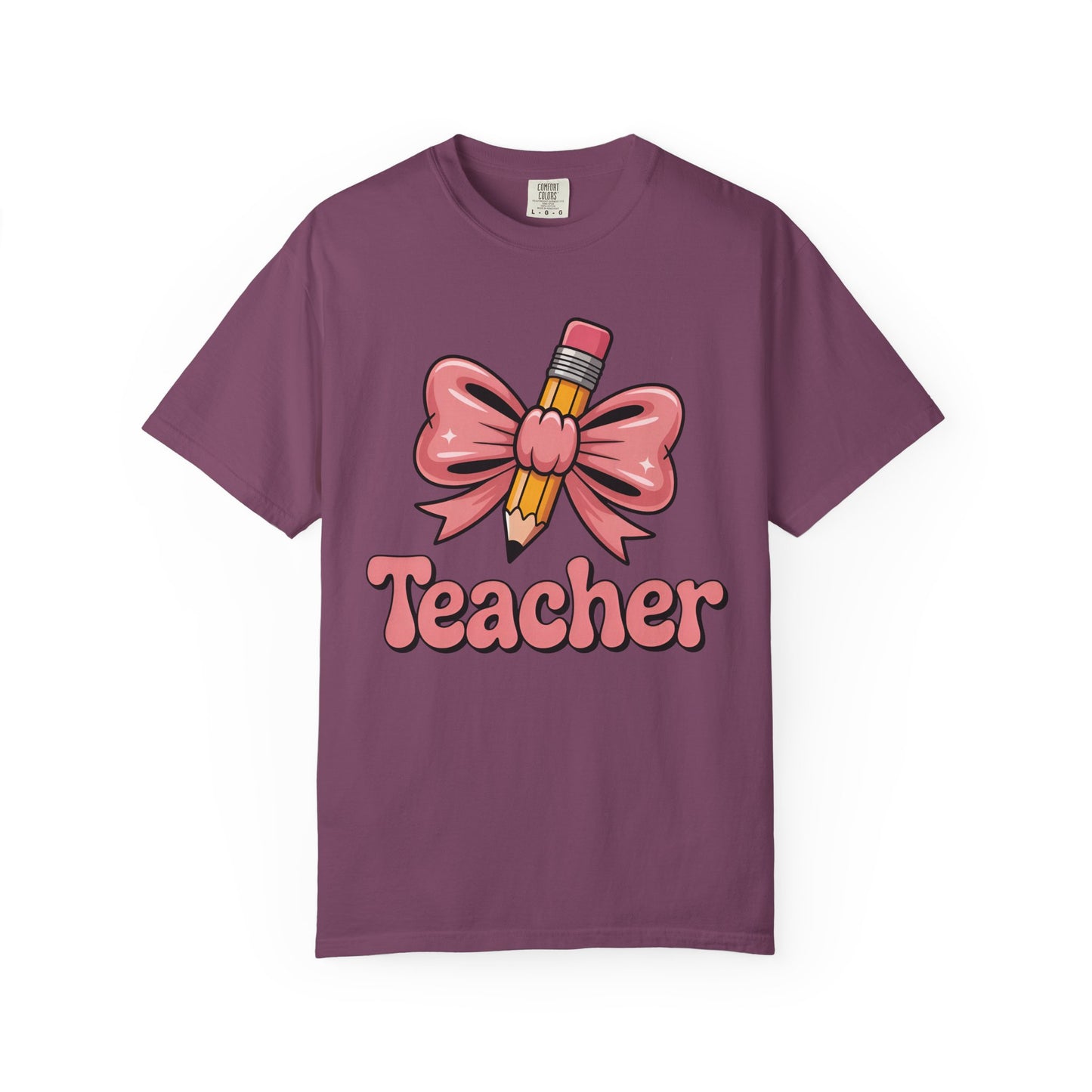 Pink Teacher Bow Comfort Colors Shirt | Cute Teacher Gift