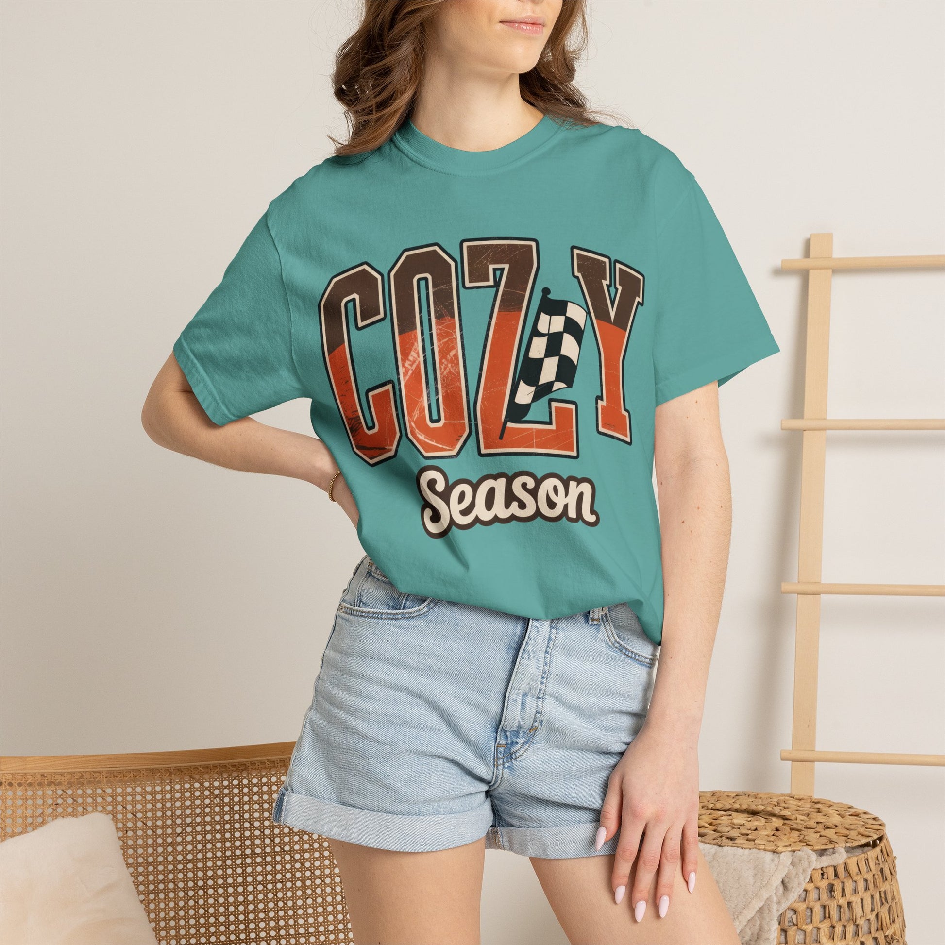 Cozy Season Comfort Colors 1717 Fall Racing Graphic T-Shirt fall racing shirt graphic apparel - eye-catching fall racing