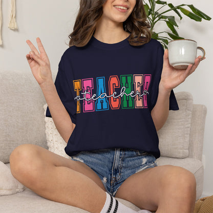 Retro Teacher Comfort Colors Shirt | Cute Teacher Gift Tee