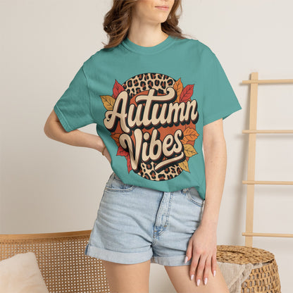 Comfortable unisex Autumn Vibes Comfort Colors 1717 T-Shirt – Cozy Fall Leaves Graphic Tee shirt - flattering fall aesthetic