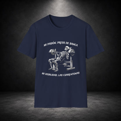 Funny Bench Press Shirt | Skeleton Gym Humor Tee tee for bench press shirt and bodybuilding tee - perfect occasion piece