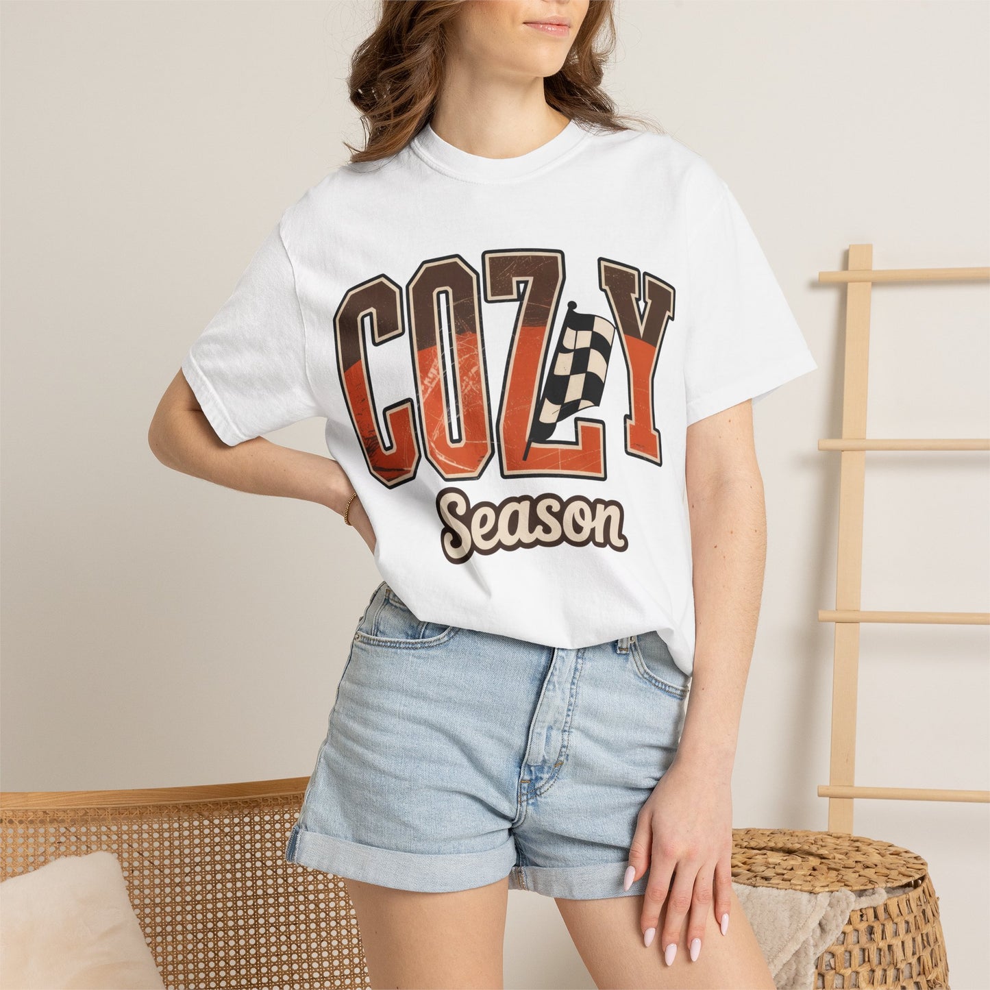 Comfortable unisex Cozy Season Comfort Colors 1717 Fall Racing Graphic T-Shirt apparel - flattering thanksgiving shirt fit