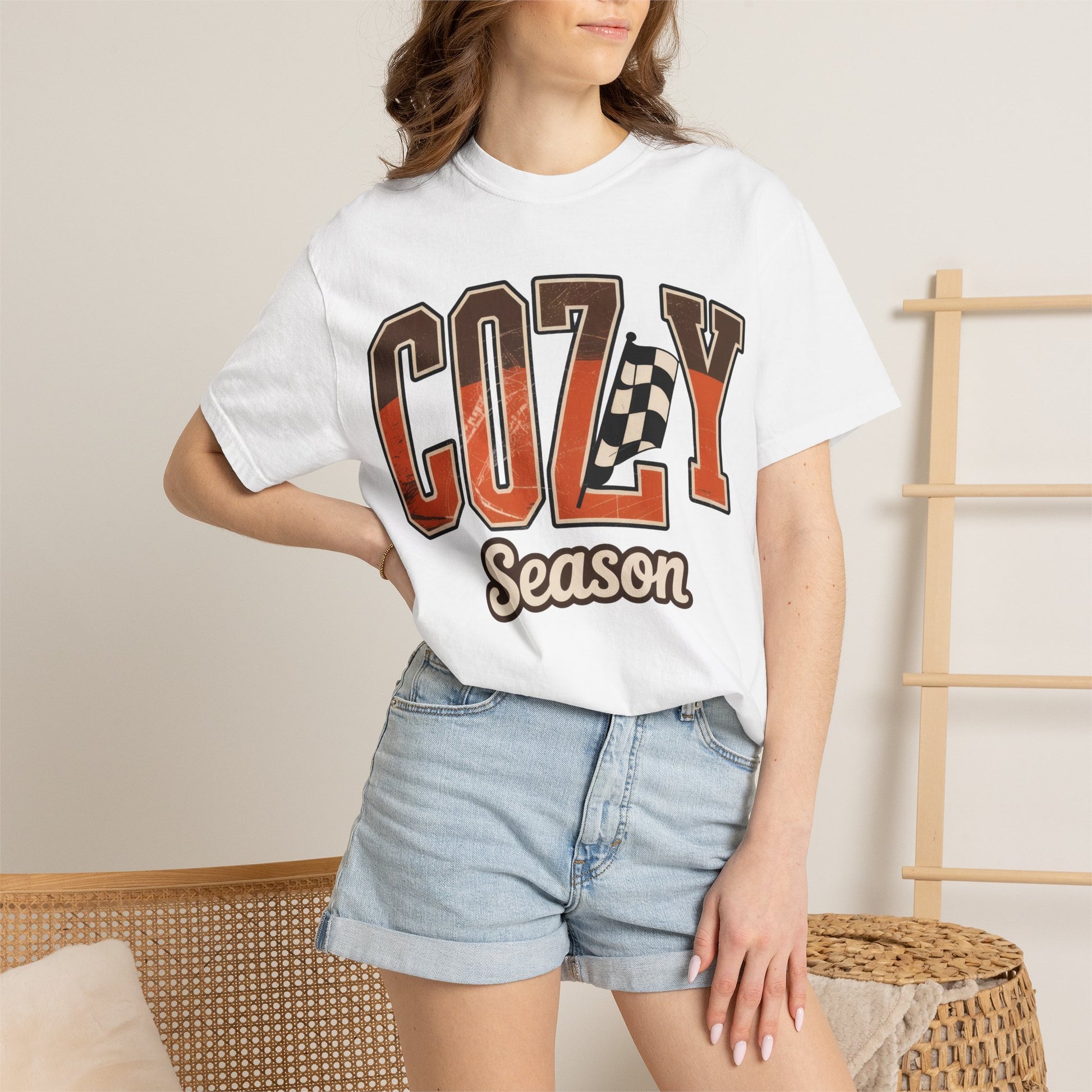 Comfortable unisex Cozy Season Comfort Colors 1717 Fall Racing Graphic T-Shirt apparel - flattering thanksgiving shirt fit