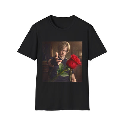 Leon Kennedy Flower Shirt, Resident Evil Aesthetic Tee, Leon S Kennedy Rose Gift, RE Fan Art T-Shirt, Biohazard Romantic Design, Capcom