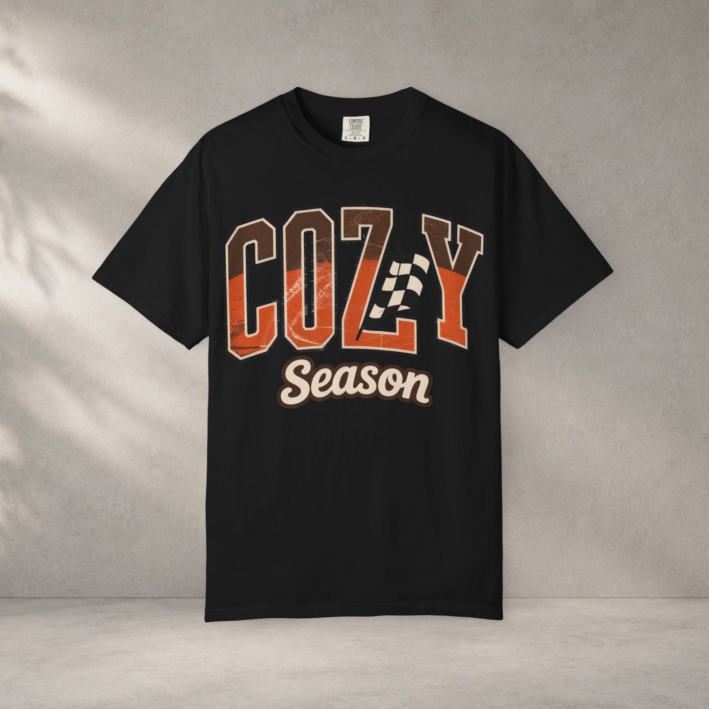 Cozy Season Comfort Colors 1717 Fall Racing Graphic T-Shirt autumn graphic t-shirt - eye-catching autumn design print