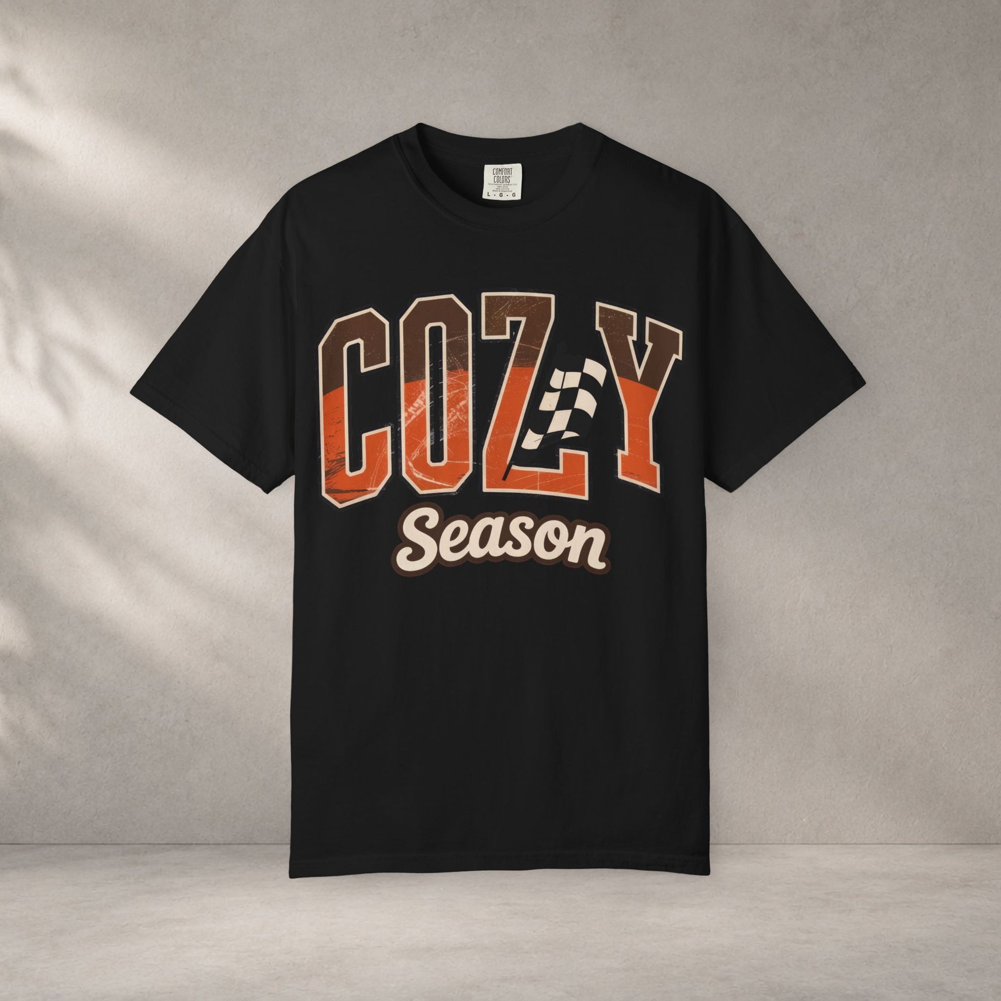 Cozy Season Comfort Colors 1717 Fall Racing Graphic T-Shirt autumn graphic t-shirt - eye-catching autumn design print