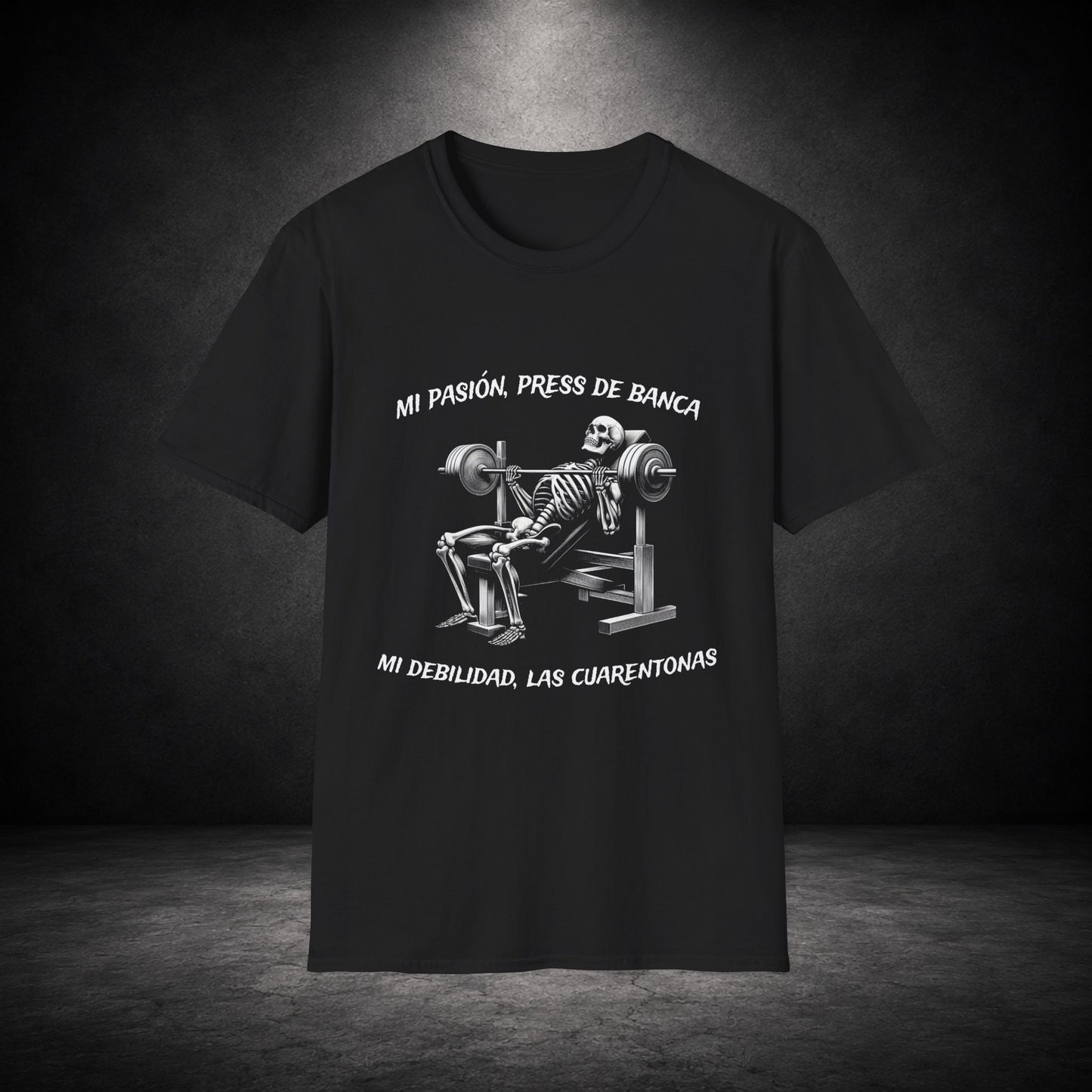 Funny Bench Press Shirt | Skeleton Gym Humor Tee bench day tee graphic t-shirt - eye-catching bench day tee design print