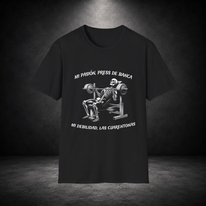 Funny Bench Press Shirt | Skeleton Gym Humor Tee bench day tee graphic t-shirt - eye-catching bench day tee design print