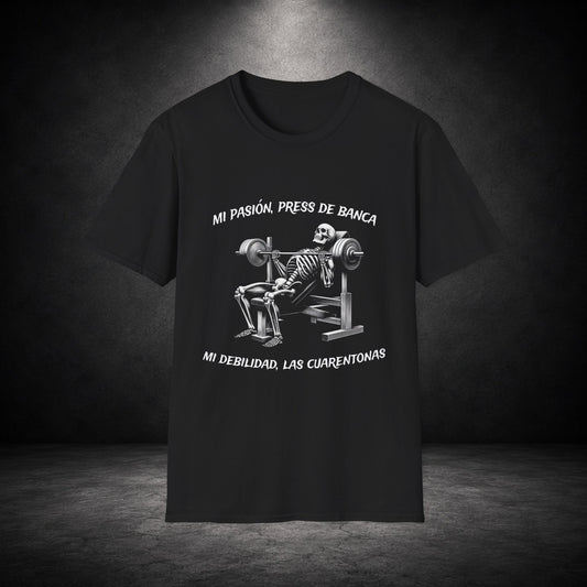 Funny Bench Press Shirt | Skeleton Gym Humor Tee bench day tee graphic t-shirt - eye-catching bench day tee design print
