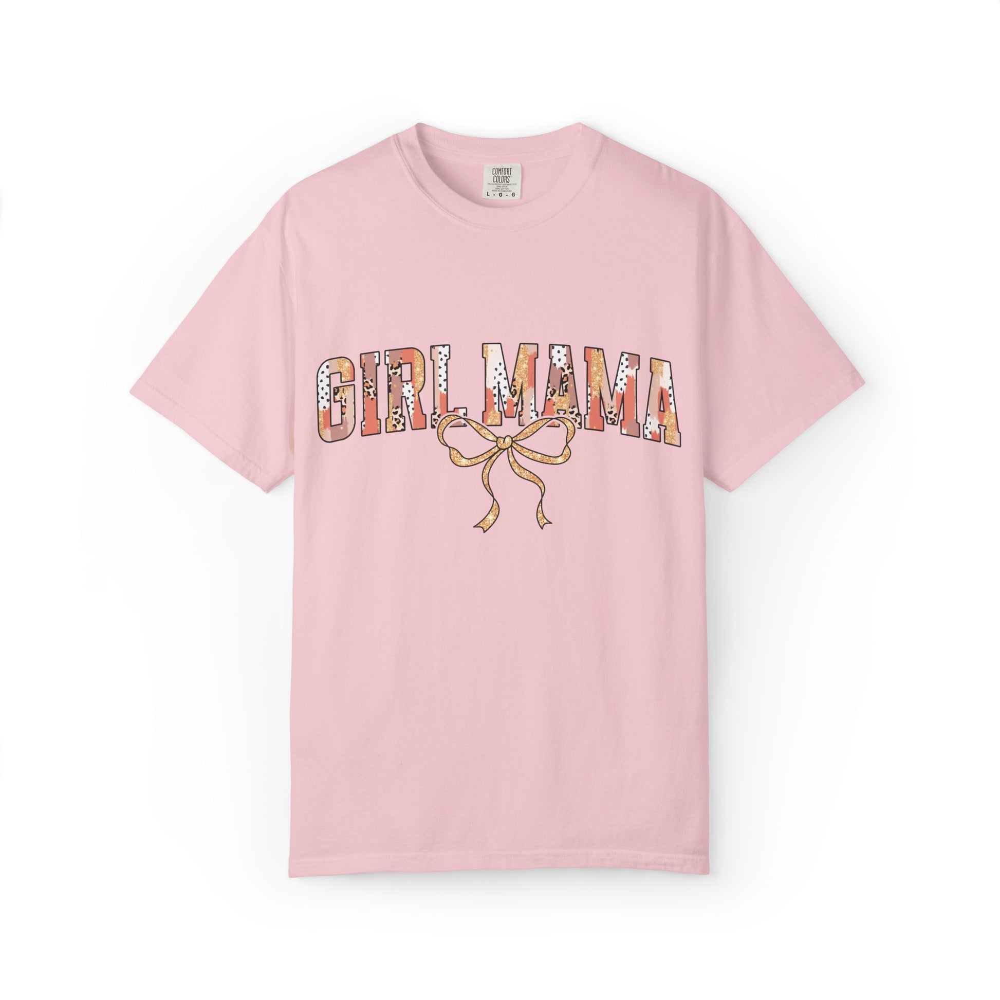 Trendy Girl Mama Comfort Colors shirt with bow and leopard western aesthetic for stylish moms